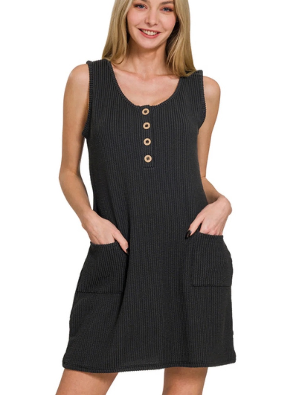 NWOT Zenana Corded Raised Ribbed Tank Dress Size L